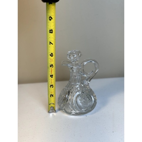 Vintage Cut Glass Cruet Caster Vessel Bottle Handle With Stopper 6" - Picture 6 of 8